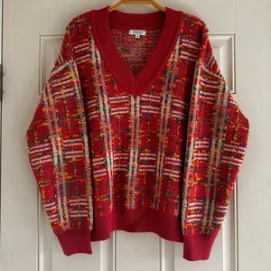 Andree Sweater Pink Plaid Rainbow White Coquette Cottage Core Y2K Medium Fairy